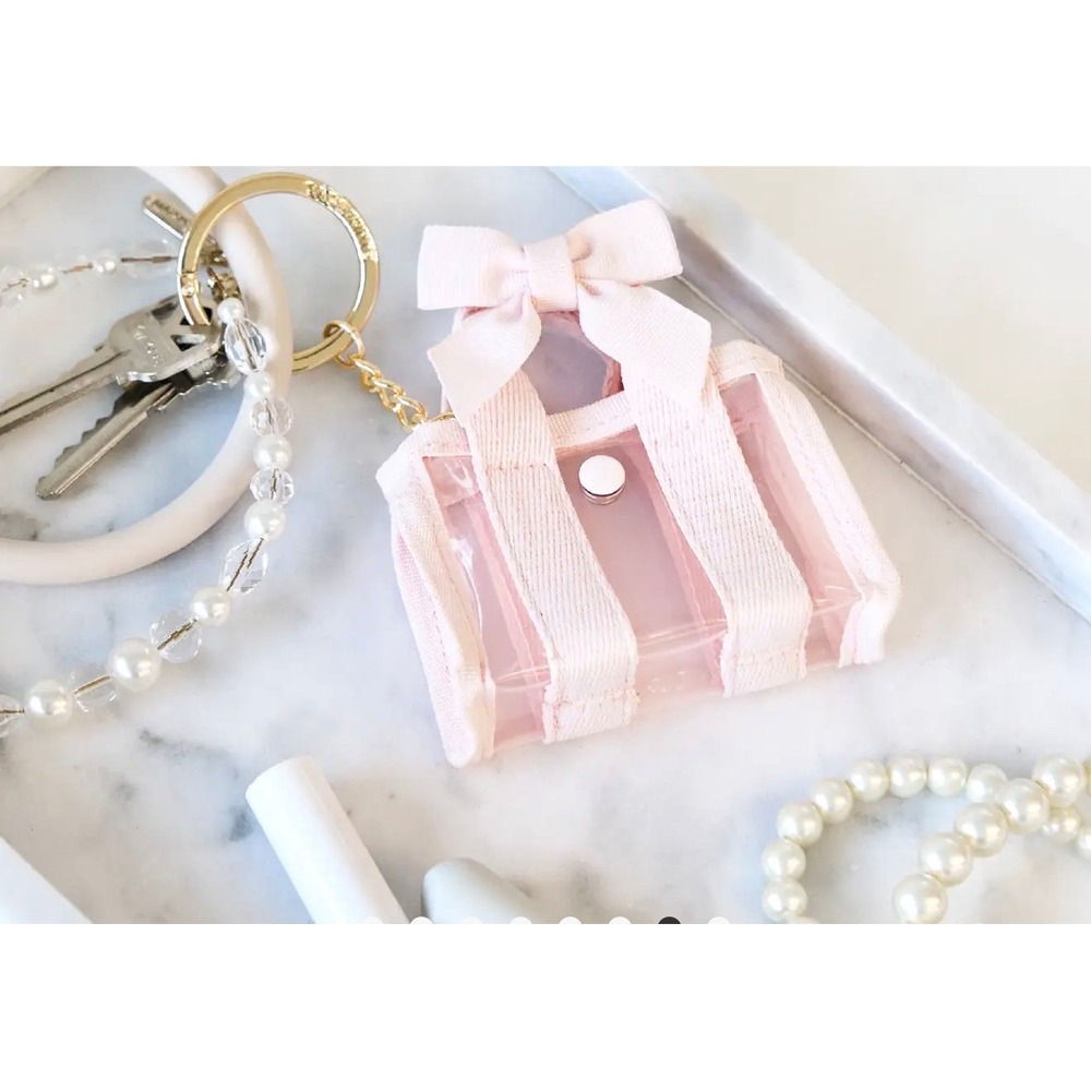 Case-Mate Tini Tote Charm‎ Keychain Pink Clear Mini Bag Bow CM059462 NEW - Picture 2 of 4